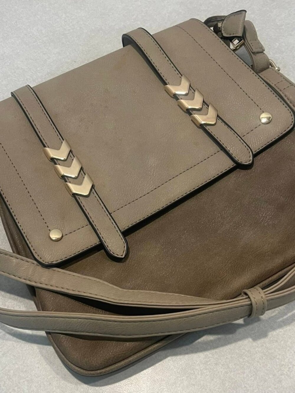 Alyssa Stone Chevron Crossbody Purse / Handbag/ Double Compartment / FauxLeather